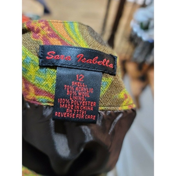 Sara Isabella Women's Multicolor Floral Acrylic Blend Knee Length Skirt Size 12 - Picture 7 of 10